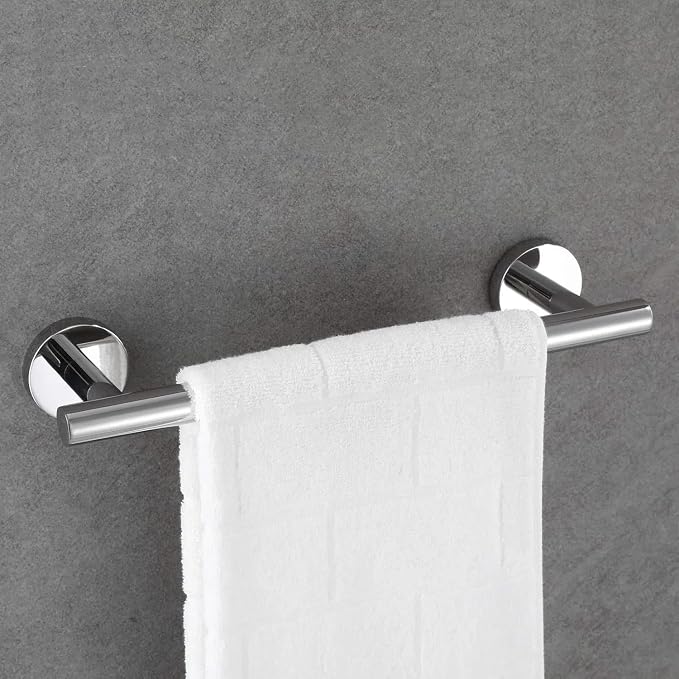 USHOWER Polished Chrome Hand Towel Bar, 9-Inch Towel Racks for Bathroom | Thicken SUS304 Stainless Steel Towel Rod, Towel Holder Wall-Mounted, Modern Home Decor (Total Length 11-Inch)