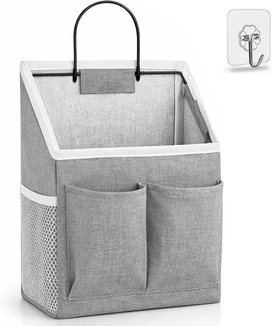 Kanrichu 1pcs Wall Hanging Storage Bag, Wall Hanging Baskets for Organizing as Over the Door Organizer, Wall File Organizer, Rv Storage and Organization. For Bedroom, Office, Camper (Gray-Upgraded)