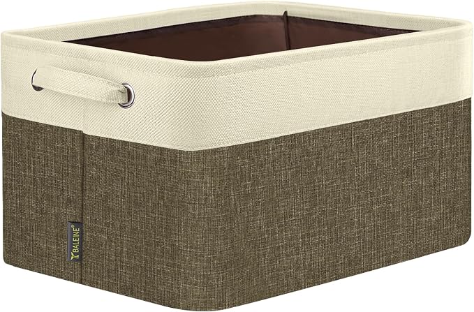 BALEINE 1 Pack Fabric Closet Storage Bins for Shelves, Linen Closet Organizers and Storage, Decorative Baskets for Organizing, Shelf, Clothes, Home, Office (Brown, 12"x8"x8")