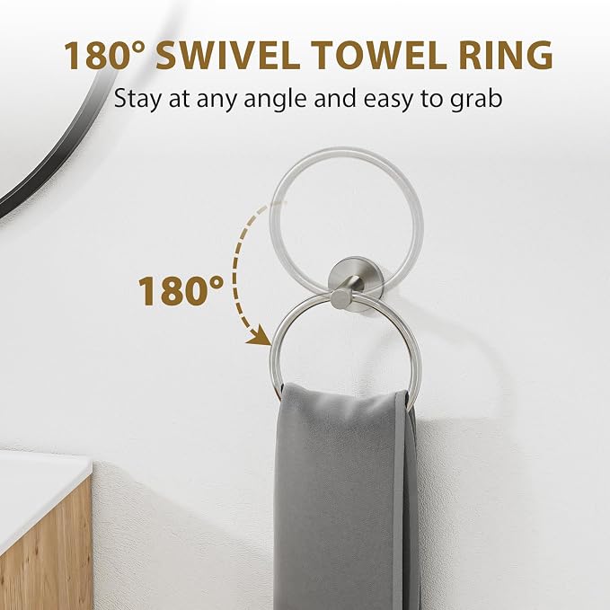 Luxbaro 24 Inch Bathroom Hardware Set, Thicken, 4-Piece, Brushed Nickel | Modern Towel Bar Set, Wall Mounted Towel Racks for Bathroom, Durable SUS304 Stainless Steel Bathroom Accessories Set
