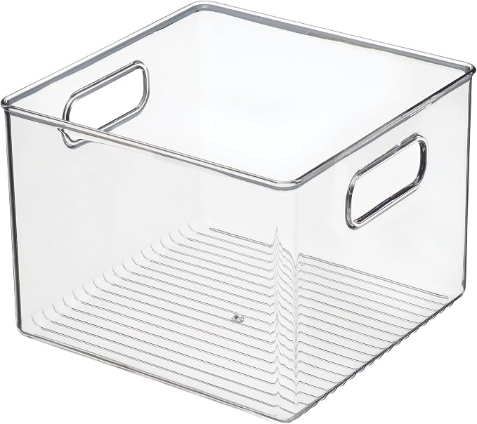 iDesign Pantry Storage Bin with Handles | Clear, For Kitchen Cabinets or Fridge, Made in USA