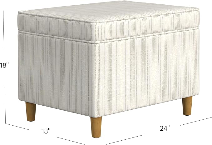 Spatial Order 24" Dinah Collection Storage Ottoman - Cream Marigold Pinstripe Fabric