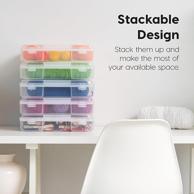 IRIS USA Board Game Storage |Made in USA| Thick Craft Case (2-Pack) - Clear | Fits 8.5" x 11" & A4 Paper, Organizers with Built-In Handle & Snap-Tight Lids, Containers for Puzzles, Art & Scrapbooking