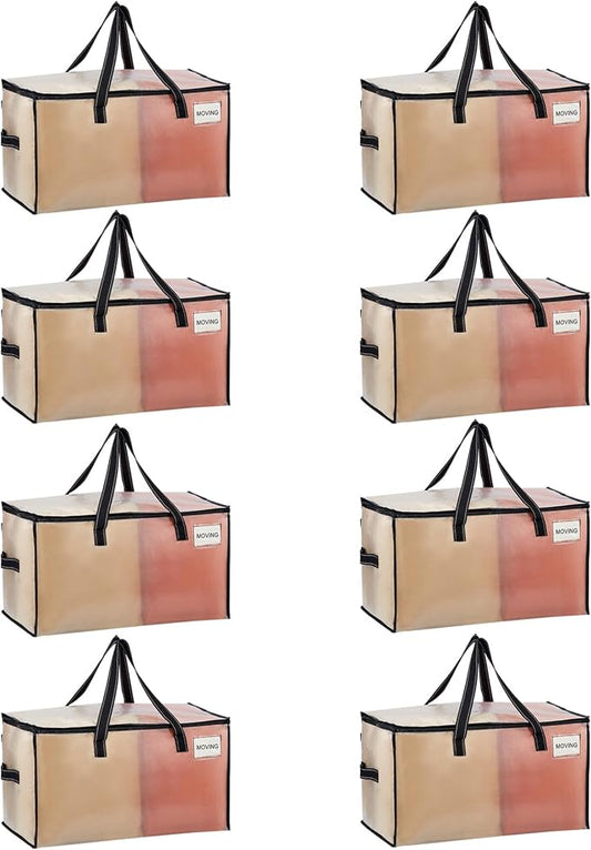 VENO Moving Bags, Storage Bags, Wide Open Top, Clear, 8 Pack | Moving boxes Alternative, Heavy Duty, Packing Supplies, Clothes and Comforter Storage, College Dorm Essentials