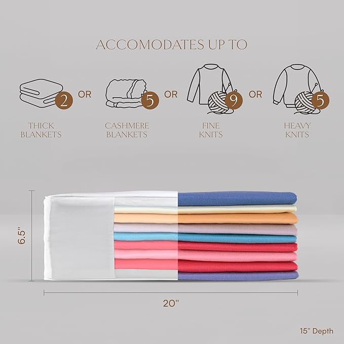 Hayden Hill Luxury Organic Cotton Sweater and Blanket Storage Bag 20 Inch | Fits 9 Fine Knits or 2 Blankets, Breathable, Moth Proof, Garment Storage Bag For Cashmere, Certified Carbon Neutral, White