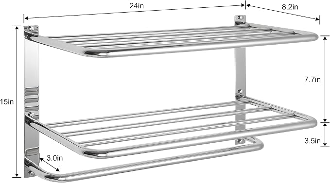 3-Tier Bathroom Towel Rack, SUS 304 Wall Mount, Brushed Nickel