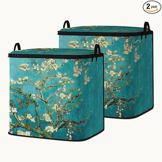 2pcs blanket storage bag for under bed,closet organizers 95L | clothing sweater sheet bedding comforter duvet quilt pillow toy storage bags with lids,dorm room essentials for containers