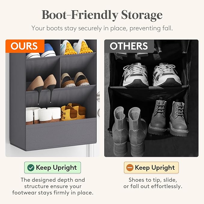 Lifewit 10 Tier Over the Door Shoe Organizer with 19 Large Deep Pockets, Fabric Hanging Shoes Shelf for Closet, Dorm Storage, Fit Up to 20 Pair Shoe Rack Holder for Sneakers, Boots, Gray