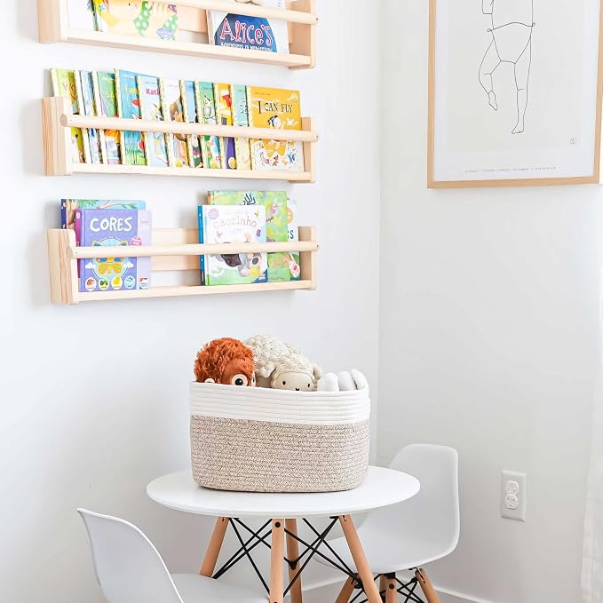 OrganiHaus Cotton Rope Basket for Shelf Storage, 15x9x10 | Handwoven; a toy bin and organizer for towels, books, or blankets; fits nursery, playroom, or bedroom decor