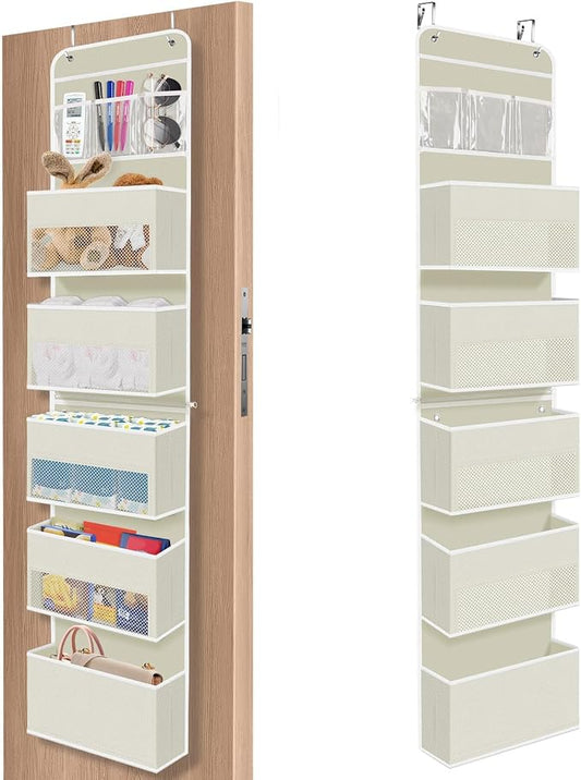 1Pack Over The Door Organizer Large Capacity Hanging Storage Room Organizer | 40 lb Capacity, Ultra-Sturdy, Detachable, Mesh Design with Clear Window, Space-Saving Organizer for Pantry, Nursery & Closet