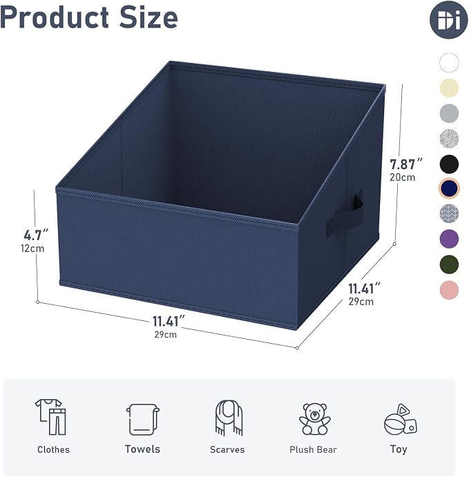 DIMJ Closet Storage Bins 6 Pack - Fabric Trapezoid Closet Organizer Bin, Foldable Storage Baskets for Shelves, Shelf Organizer, Clothing Storage Box for Toys, Books, Towel, Clothes