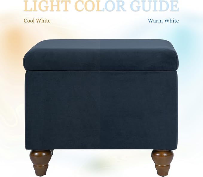 Spatial Order 22" Medium Rectangular Storage Ottoman - Blue Velvet