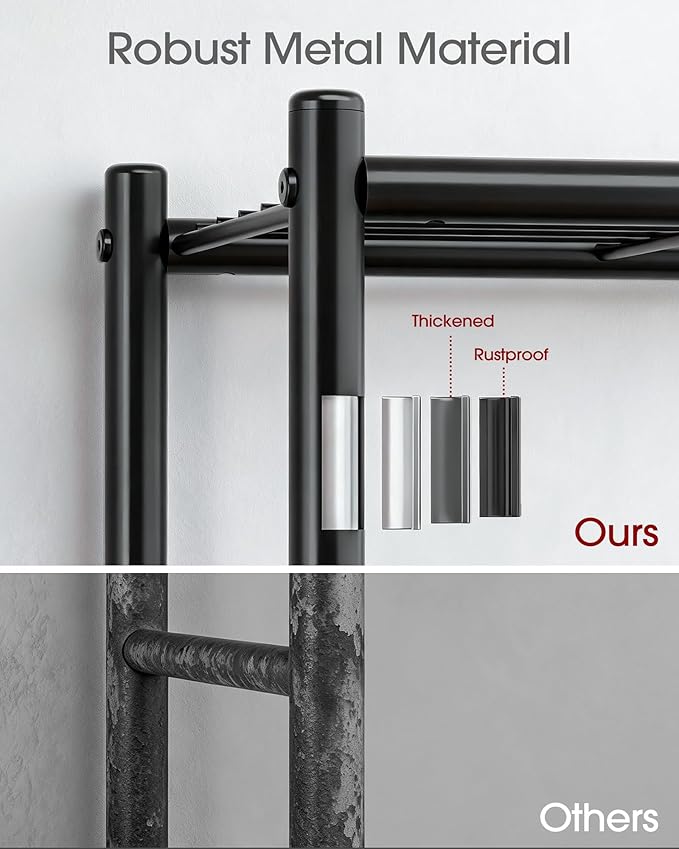 Sakugi Storage Shelves - Set of 2, 5-Tier Metal Shelf Organizer, Space-Saving Garage Shelving with Leveling Feet, Standing Shelves Organizer for Kitchen, Laundry, Pantry (18.4" x 12.6" x 57.4", Black)