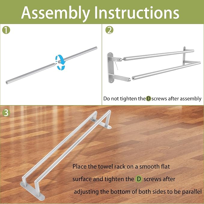 Towel Rack for Bathroom, Double Towel Bar 24Inch, Stainless Steel Bathroom Towel Holder, Double Towel Hanger Wall Mounted Towel Rod, Bathroom Towel Rack(Brushed Nickel)