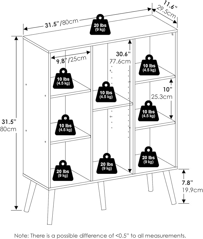 Furinno Claude Mid Century Style Book Shelf, 8-Cube Bookshelf, Cube Storage Organizer Bookcase with Wood Legs, 10.9 x 31.5 x 39.3, for Living Room, Bedroom, Home Office, Espresso