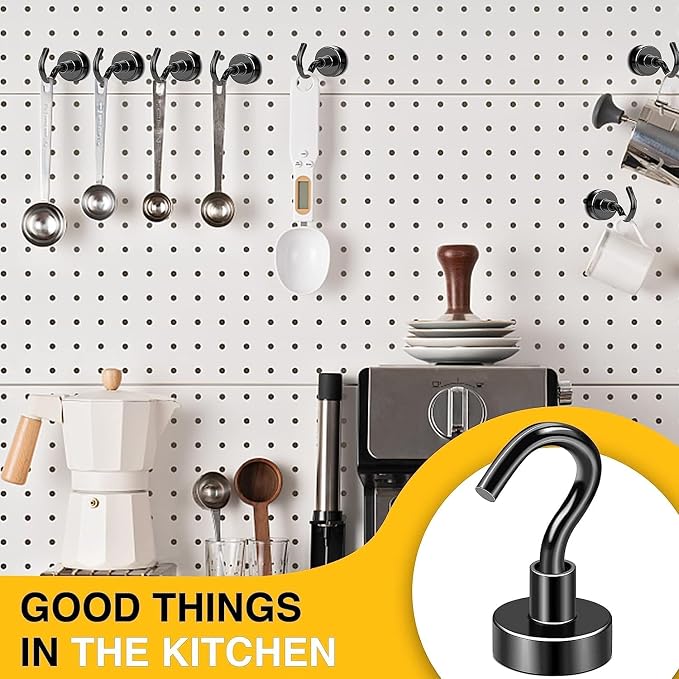 DIYMAG Magnetic Hooks 200pcs 30lbs Cruise Essentials 2026 Magnet Hook Black | Neodymium Heavy Duty Strong Magnets Hanging Ship Cabins Refrigerator Fridge Classroom Beach Vacation Kitchen Grills Home Tool