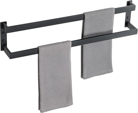 Alise Double Towel Bar, 28" Double Towel Racks for Bathroom, Matte Black | Bathroom Towel Rack Wall Mounted, 3.54" Wide Faster Drying, Ladder Design, SUS304 Stainless Steel
