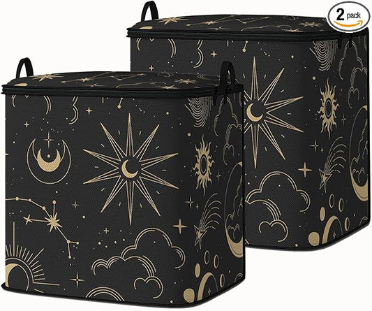 king comforter storage bag,blanket organizer with zipper 95L (2pack) | quilt duvet sweater sheet bedding pillow clothes storage for closet,dorm moving essentials containers with portable handles