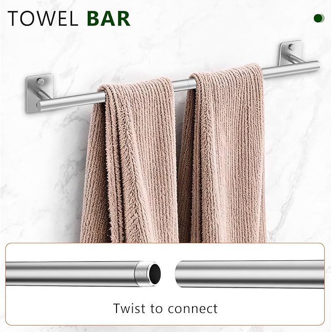 5 Pieces Bathroom Hardware Accessories Set Brushed Nickel Towel Bar Set Stainless Steel Towel Racks for Bathroom,Wall-Mounted 23.6 inch