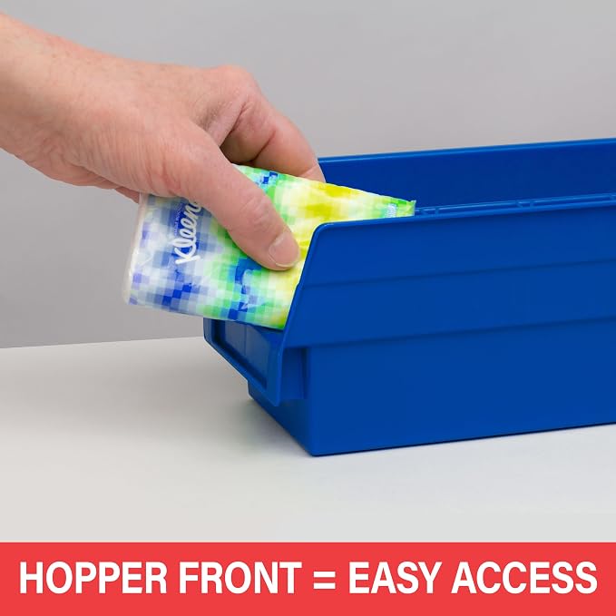 Akro-Mils 30120 Heavy Duty Plastic Shelf Bins, 12"x 4"x 4", Red, 24-Pack