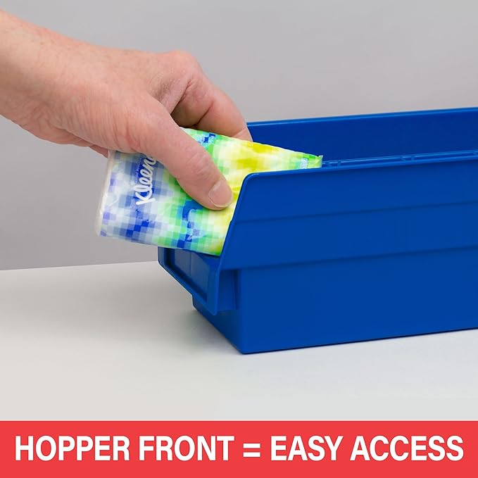 Akro-Mils 30120 Heavy Duty Plastic Shelf Bins, 12"x 4"x 4", Yellow, 24-Pack | Heavy Duty Nesting Storage Bins for Garage, Closet, Refrigerator, Kitchen, Cabinet, Drawer Organization, Pantry Organization