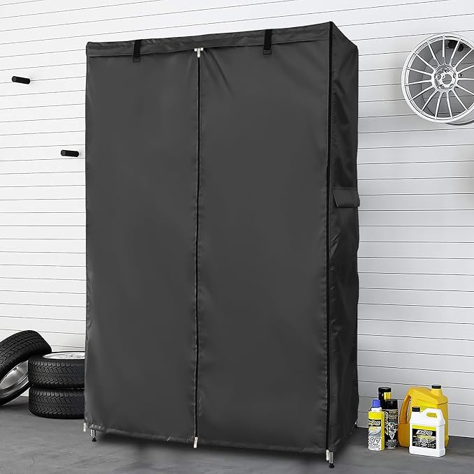 Waterproof Shelf Cover,Outdoor 600D Heavy Duty Dustproof Storage Shelves Cover,48''x24''x72'' Shelf Covers for Wire Shelving with Zippers,Storage Rack Covers with Clear Front