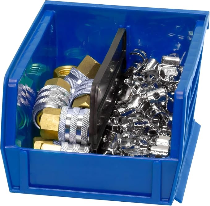 Akro-Mils 30210 AkroBins Plastic Storage Bins, Space-Saving Stackable Bins for Garage, Pantry, Craft Organization, 5" x 4" x 3", Blue, 6-Pack