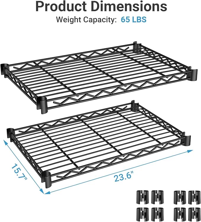 VIPEK 2Pack Wire Shelf for Clothes Rack, 23.6" x 15.7", Black | Wire Shelf Only Suitable for V1 Medium, V5, V5i, V10, S1, S2, S3 Clothes Rack Quick Installation