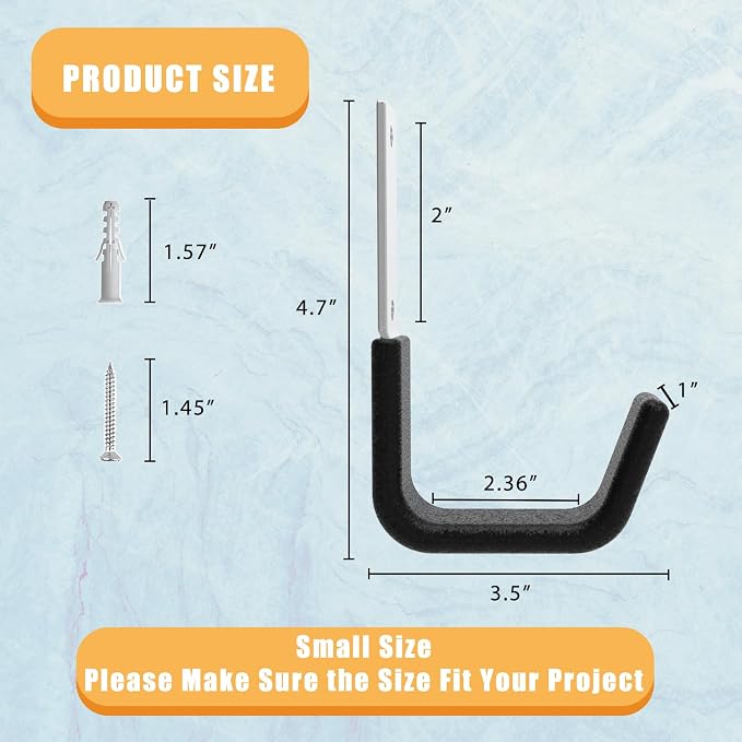 Heavy Duty Utility Hooks for Storage Wall Mount,Garage Wall Hooks for Hose, Bike, Ladder, Chainsaw, Leaf Blower Hanger (8 Small)
