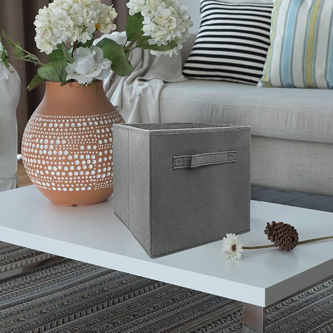 EBIGIC Storage Cubes Collapsible fabric Storage bins,cube storage organizer 10.5 * 10.5 * 11 inch,For home and office Collapsible Closet Shelf Organizers, Drawer Organizers(Grey)