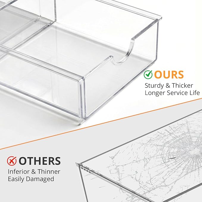 DOMNIU Acrylic Makeup Drawer Storage Organizer with 22 Drawers, 4 Set | Office Desk Organization and Storage, Dustproof Drawer Organizer for Makeup, Countertop, Jewelry, Desktop, Bathroom, Bedroom