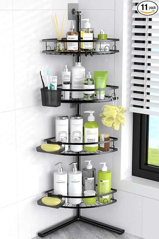 Aitatty Corner Shower Caddy Standing: 4-tier Rustproof Shower Organizer Shelf - Floor Shower Corner Shelf for Bathroom, Renters, Apartment & Dorm