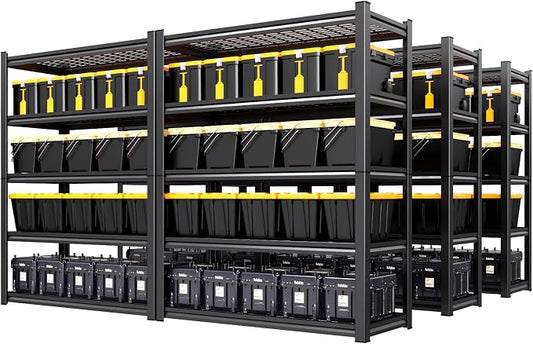 6 Pack Garage Shelving 5-Tier Heavy Duty Storage Shelves, Tool-Free Adjustable Metal Shelf Unit, Utility Organizer Rack for Basement, Pantry, Kitchen, Warehouse, 45.6"W x 19.7"D x 78"H, Black