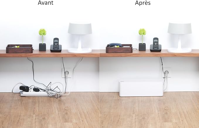 Bluelounge CableBox cable organizer hides messy, loose, tangled cables White color (CB01WH)