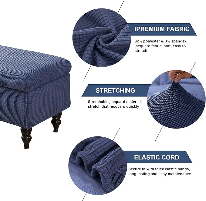 FUANGUI Ottoman Cover Slipcovers Rectangular Folding Stretch | Storage Bench Footrest Sofa Stool Covers Footstool Protector with Elastic Bottom, Removable Washable,Medium