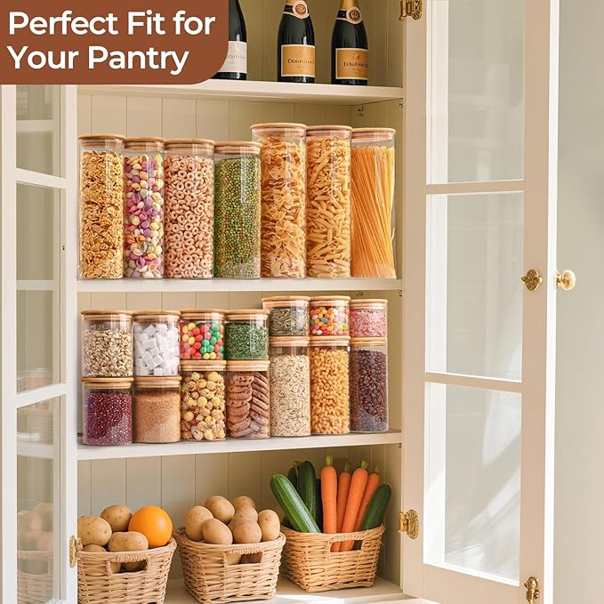 ComSaf Glass Storage Containers With Lids 0.5 Qt, 6 Pack Small Glass Jars | Small Glass Containers, Spice Jar 15oz, Candy, Family Snack Storage, Coffee Bar Organization, Size For Subpackage, BPA Free