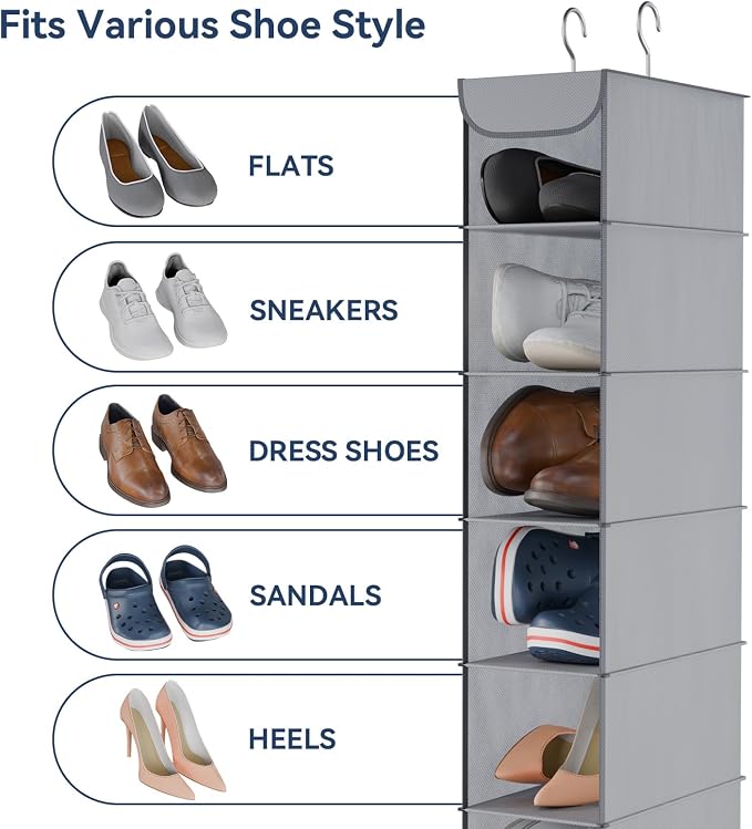 Whitmor Hanging Shoe Shelves - Crosshatch Gray