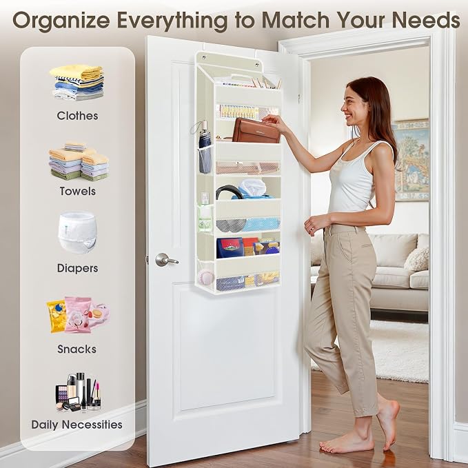 2 Pcs Over The Door Organizer Large Capacity Hanging Storage Room Organizer | 40 lb Capacity, Ultra-Sturdy, Foldable, Mesh Design with Clear Window, Space-Saving Organizer for Pantry, Nursery & Closet