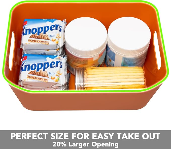 Tiawudi 12 Pack 4.5L Storage Bins, Plastic Storage Baskets for Home Classroom Organization, Multi-Use Organizer Bins for Cabinet, Pantry, Drawer, Closet, Countertop or Shelves, Colorful Containers