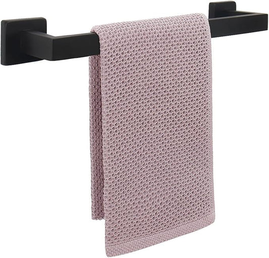 NearMoon Towel Bar, Bath Accessories Premium Thicken Stainless Steel Square Shower Towel Rack for Bathroom, Towel Holder Wall Mounted (1 Pack, Matte Black, 16 Inch)