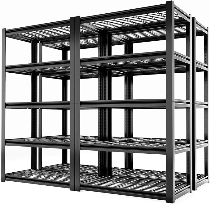 Heavy Duty Storage Shelving Unit (72" H x 35" W x 16" D) 4 Pack | Adjustable 5-Tier Metal Rack, Standing Utility Shelves, Garage, Basement, Pantry, Kitchen, Warehouse, 3000 lbs Capacity