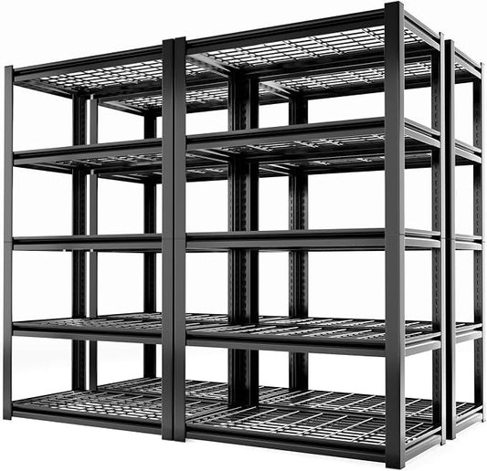 Heavy Duty Storage Shelving Unit (72" H x 35" W x 16" D) 4 Pack | Adjustable 5-Tier Metal Rack, Standing Utility Shelves, Garage, Basement, Pantry, Kitchen, Warehouse, 3000 lbs Capacity