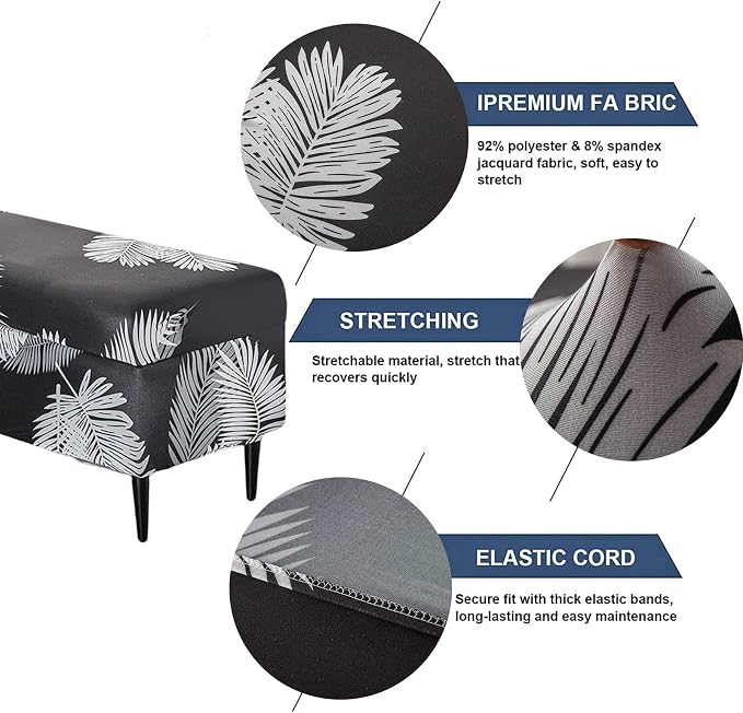 FUANGUI Ottoman Cover Slipcovers Rectangular Folding Stretch | Storage Bench Footrest Sofa Stool Covers Footstool Protector with Elastic Bottom, Removable Washable,Medium