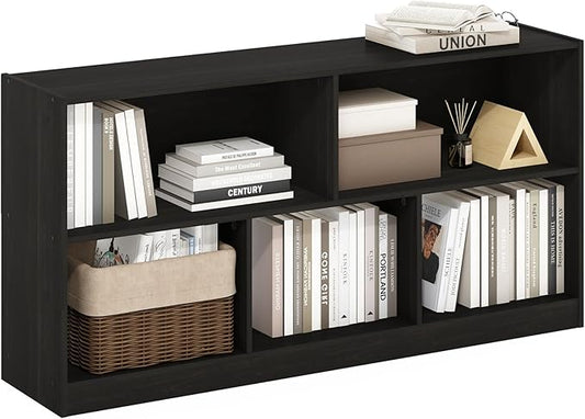 Furinno DALY Book Shelf, 5-Cube Bookshelf, Horizontal Cube Storage Organizer Bookcase, 10.9 x 47.2 x 23.6, for Living Room, Bedroom, Home Office, Espresso