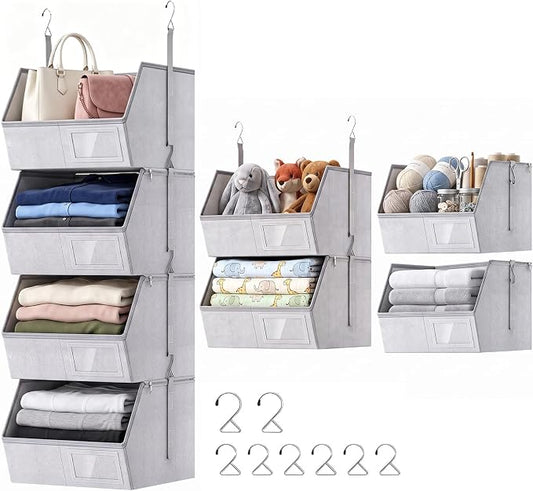 Hanging Closet Organizer, Detachable Hanging Storage Shelves | Reinforced Side Panels, Dorm Closet Organizer, RV Closet Organizers and Storage, Organizer for Clothes, Sweaters,Socks Purple