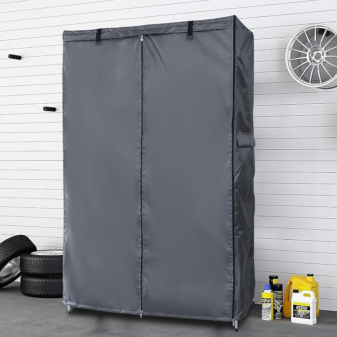 Waterproof Shelf Cover,600D Heavy Duty Dustproof Storage Wire Rack Covers,Outdoor Shelving Covers for Wire Shelves with Zipper 48''x18''x72'',Clear Front.