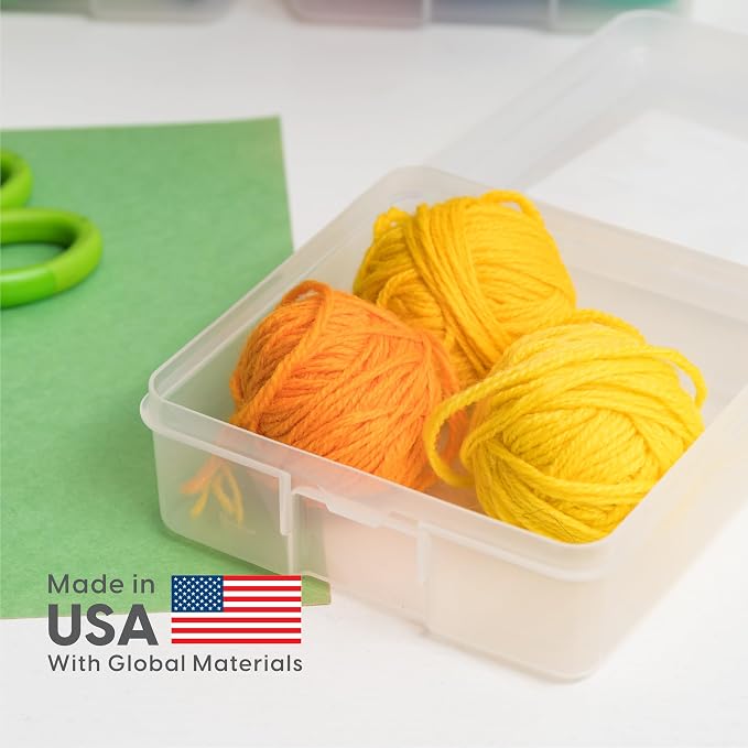 IRIS USA Clear Cases |Made in USA| Plastic Box Organizers (18-Pack)- Small | Bead Storage Organizing Containers with Snap Lid for Arts, Crafts, Ephemera, Stickers, & Dance Cheer