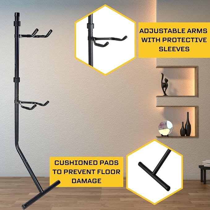 Saris Bike Bunk 2 Bike Storage Gravity Stand – No Drilling Required, Adjustable Arms, Floor & Wall Protection, Space-Saving Bike Rack for Home, Holds 2 Bikes