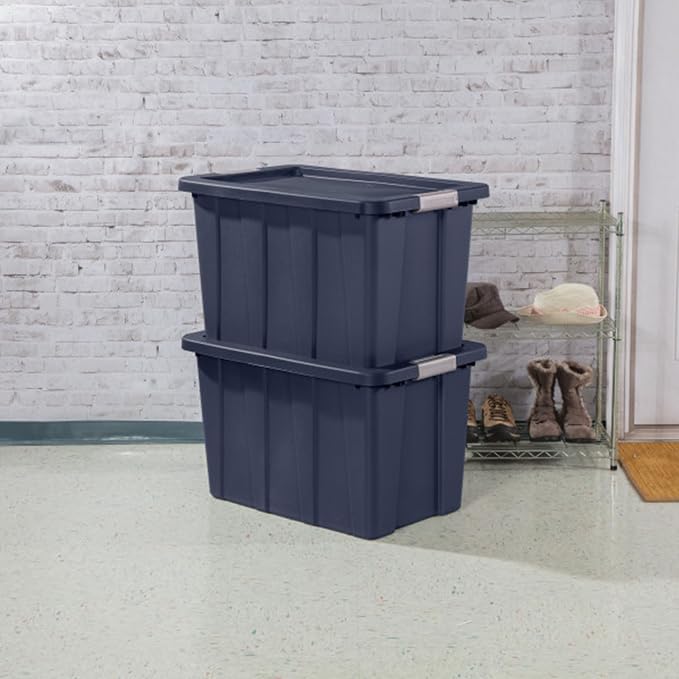 Sterilite 12-Pack Storage Bins with Lids, Heavy Duty Totes, Tuff1, 30 Gallon, Dark Indigo