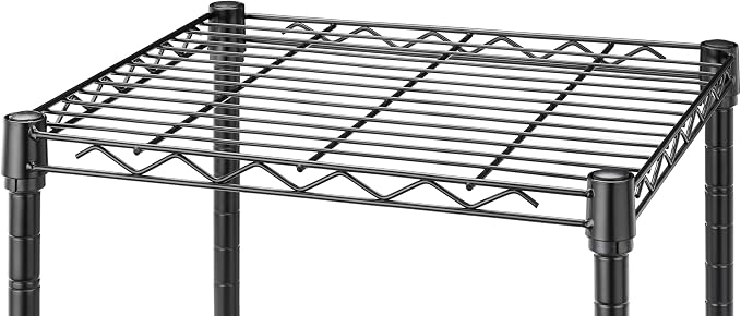 Whitmor 1 Tier Supreme Stacking Shelving Unit, Wire Metal Home Storage Organizer, 15" L x 14" W x 15" H, Black